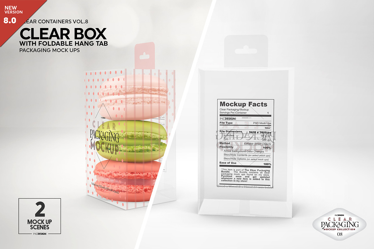 Clear Box Foldable Hang Tab Mockup, a Packaging Mockup by INCDesign (Photo 1 of 8)