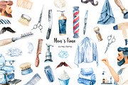 Watercolor barbershop clipart, an Object Illustration by Art and Funny (Thumbnail 2 of 6)