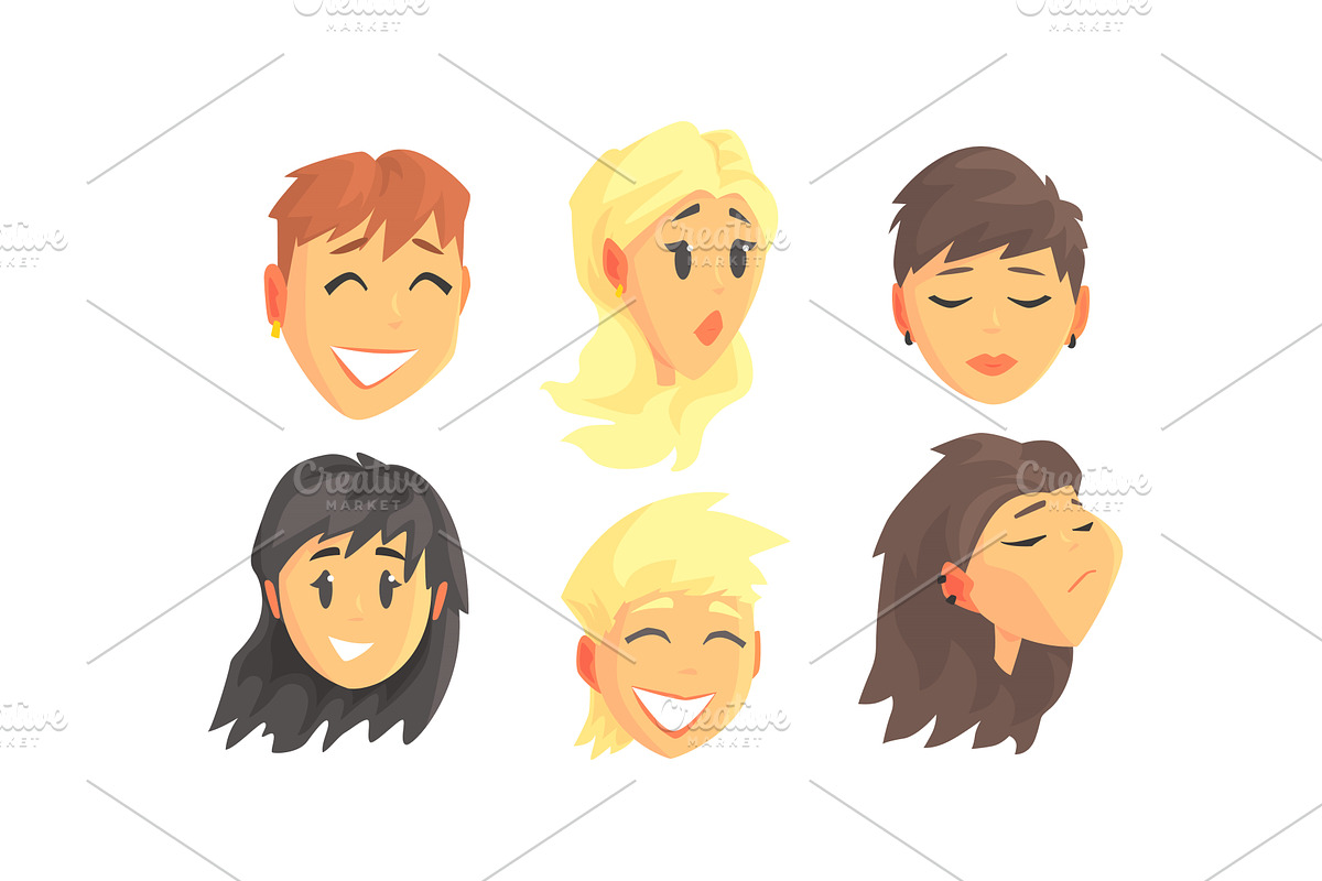 People Avatars Vector Set. Face, a Person Illustration by TopVectors