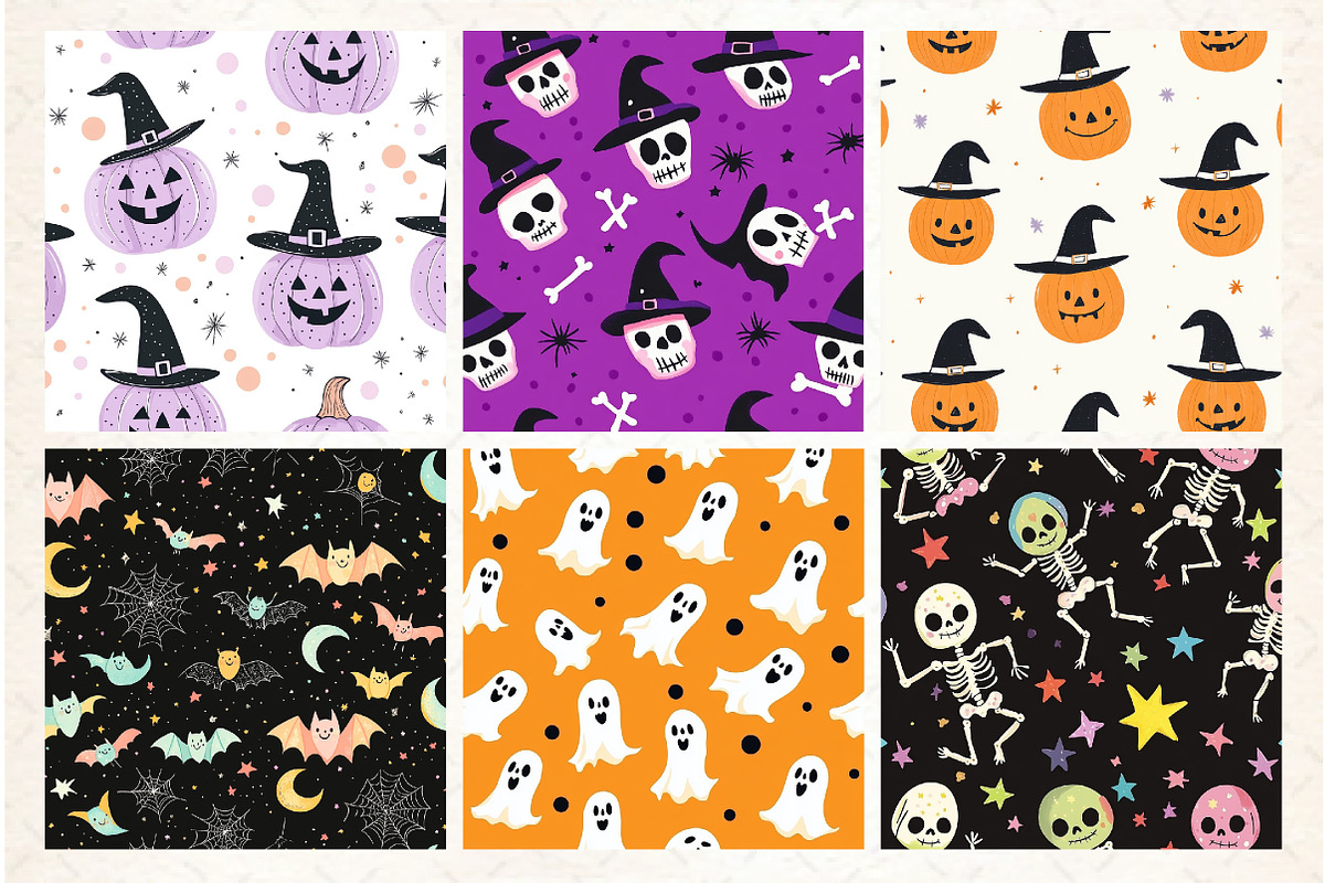 Happy Cute Halloween Seamless Patter, a Pattern Graphic by Libby Wishes (Photo 2 of 4)