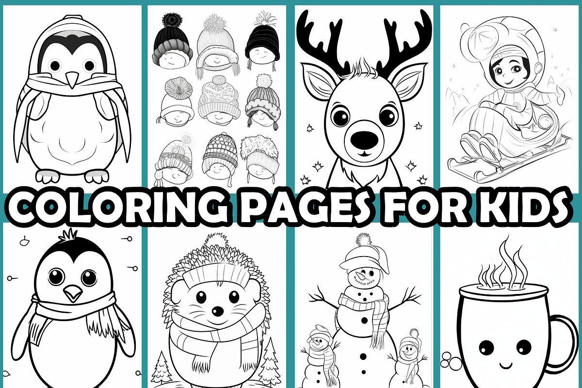 Hello Winter Coloring Pages For Kids, an Animal Illustration by martinblan (Photo 3 of 4)