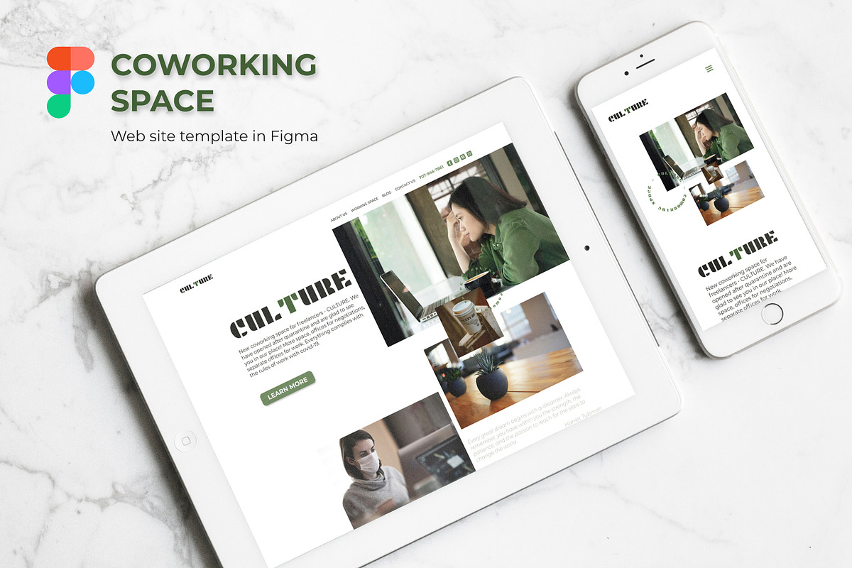 Coworking Website template, a Wireframe Template by helgascandinavus (Photo 1 of 5)