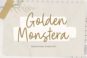 Golden Monstera - Handwritten Script