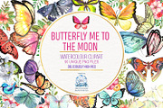 Butterfly BUNDLE 90 Watercolor PNG, a Decorative Illustration by LilyBoo Clipart (Thumbnail 1 of 4)