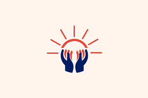 Sun And Hands Vector Template Logo