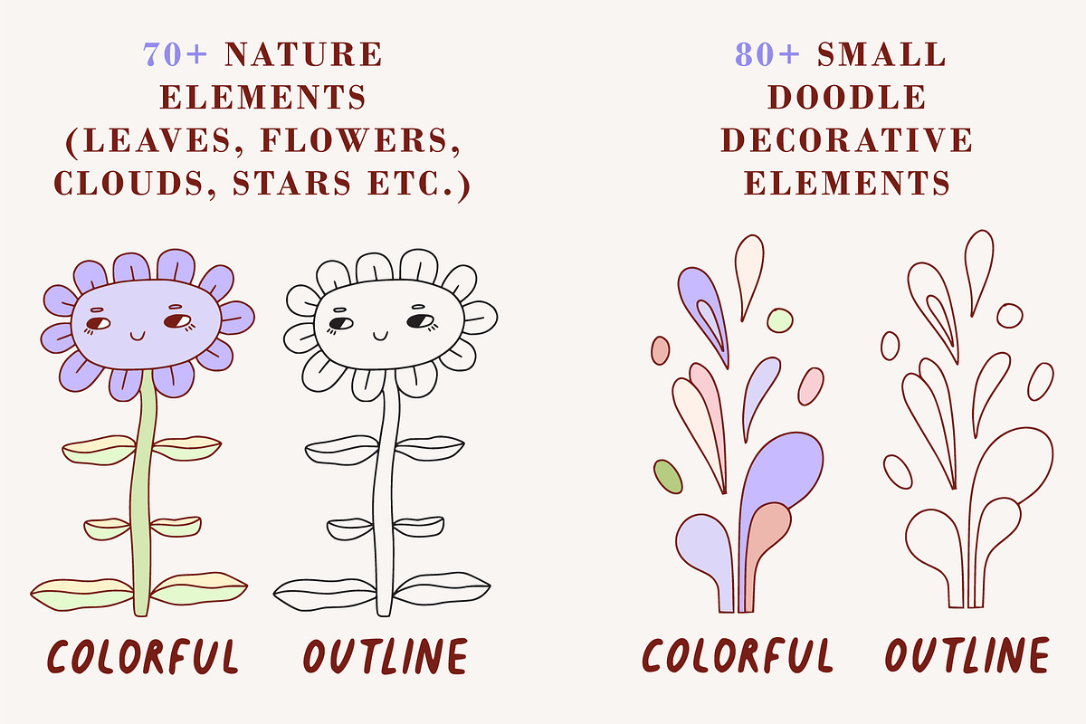 GROOVY NATURE illustrations patterns, an Object Illustration by Lena Nikolaeva (Photo 2 of 15)