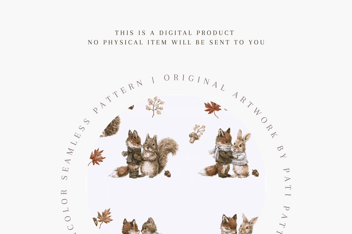 Seamless Woodland Animals Autumn, a Pattern Graphic by Pati Charm Studio (Photo 4 of 6)