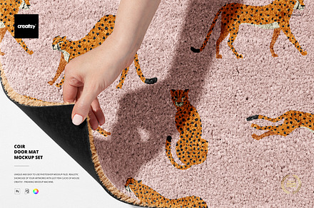 Natural Coir Door Mat Mockup Set, a Household Mockup by creatsy5