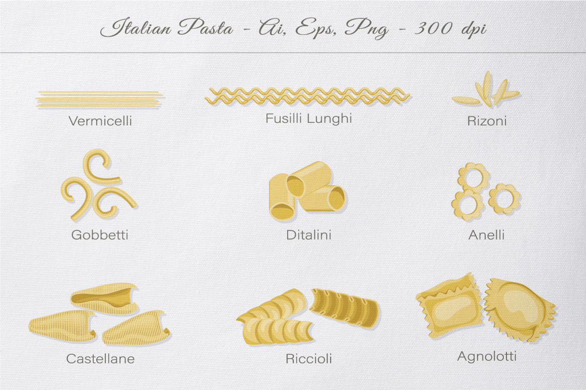 Big set of Illustrated Italian pasta, an Object Graphic by Yummy (Photo 4 of 12)