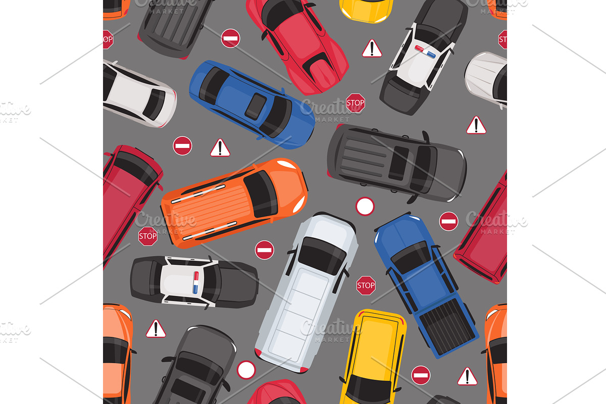 Passenger cars with road warning, a Transportation Illustration by Vectorbuum