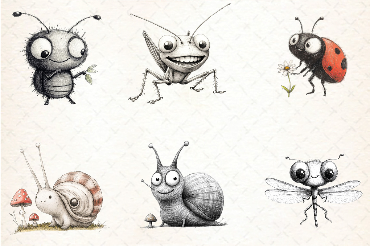 Whimsical Insect Clipart Set, an Illustration by DreamCafeArt (Photo 5 of 7)