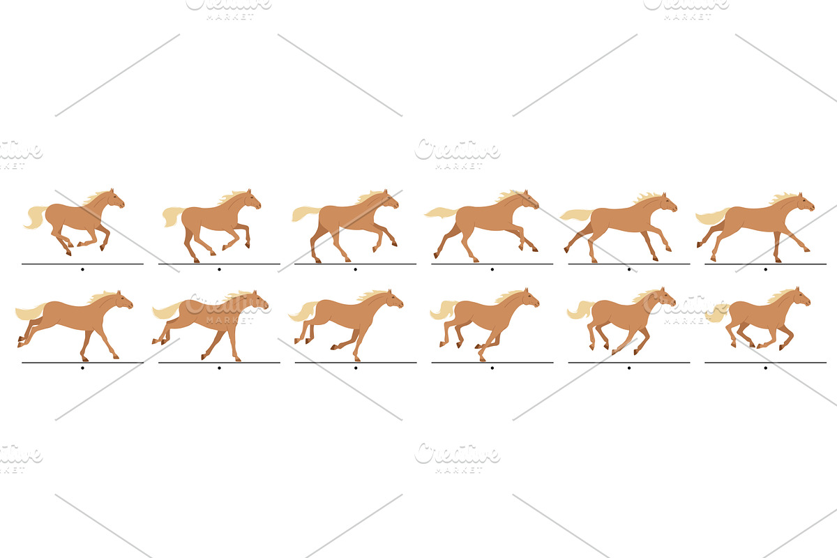 Cartoon running horse animation, an Animal Illustration by winwin.art