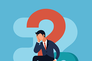 suit man contemplating question mark, a Person Illustration by SouravDesign