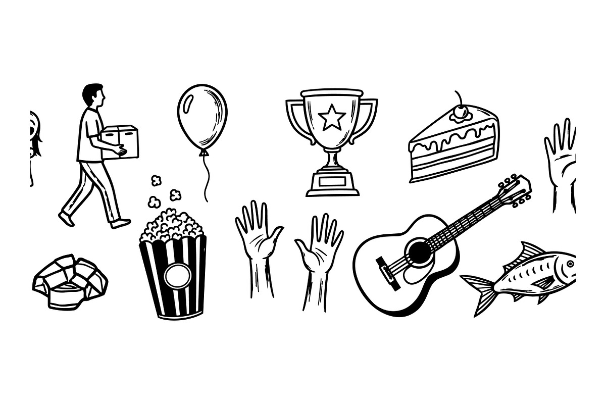 Hand Drawn Everyday Icon Set, an Illustration by designvectx (Photo 2 of 3)