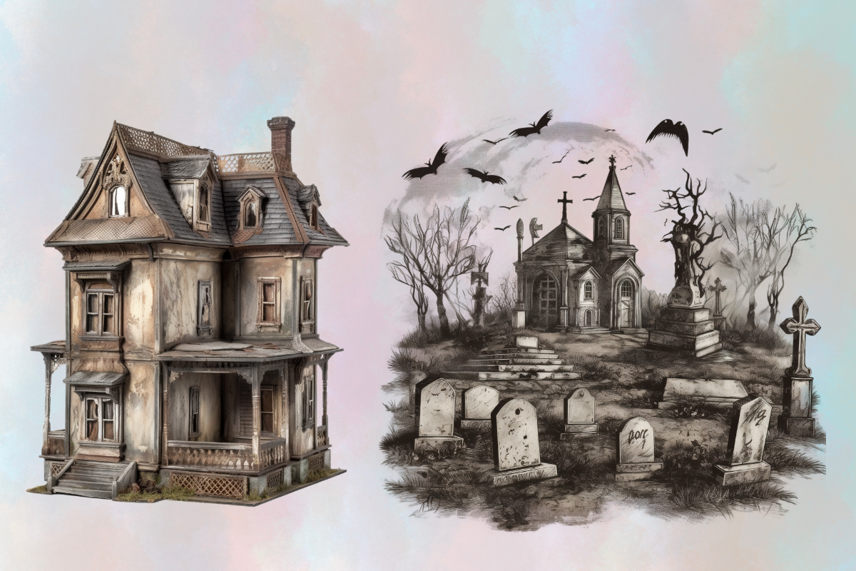 Creepy Halloween Houses Clipart, an Object Graphic by Agnesagraphic (ID 95) (Photo 3 of 9)