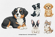 15 Bundle Watercolor Cute Puppy Dog, an Animal Illustration by Morspective (Thumbnail 7 of 8)