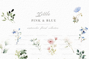 Pink And Blue Floral Clipart