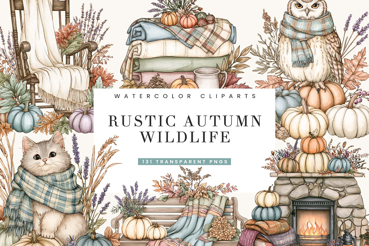 Rustic Autumn Wildlife Clipart, an Object Illustration by BusyDaydesign (Photo 1 of 9)