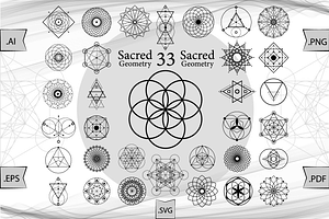 Sacred Geometry Black Set Mandalas