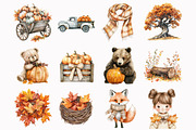 Watercolor Autumn Woodland Clipart, a Seasonal Illustration by Design Market (Thumbnail 2 of 5)