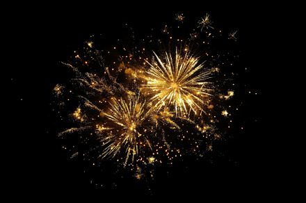 Yellow fireworks burst brightly in t, a Photo by Iftikhar Alam