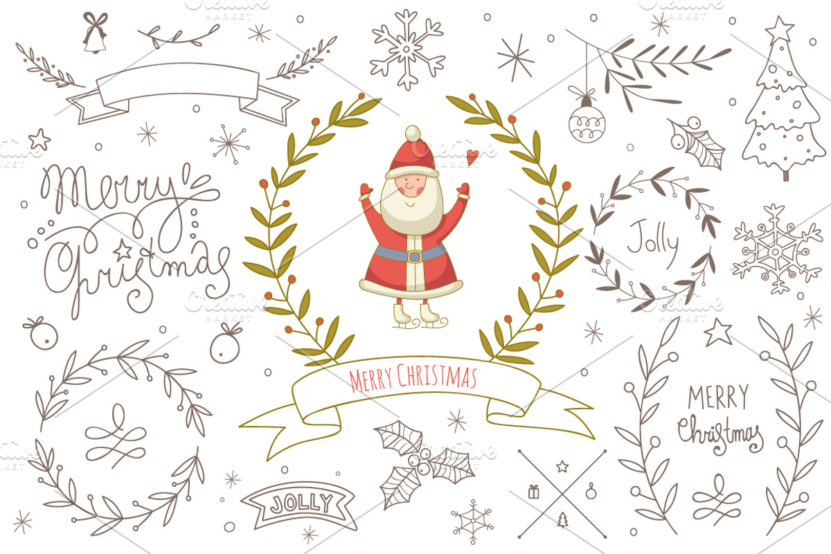 Christmas design elements kit, a Decorative Illustration by Blue Ink Studio (Photo 1 of 4)