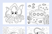 50 Printable Ocean Coloring Pages, an Animal Illustration by LikaYu (Thumbnail 3 of 9)