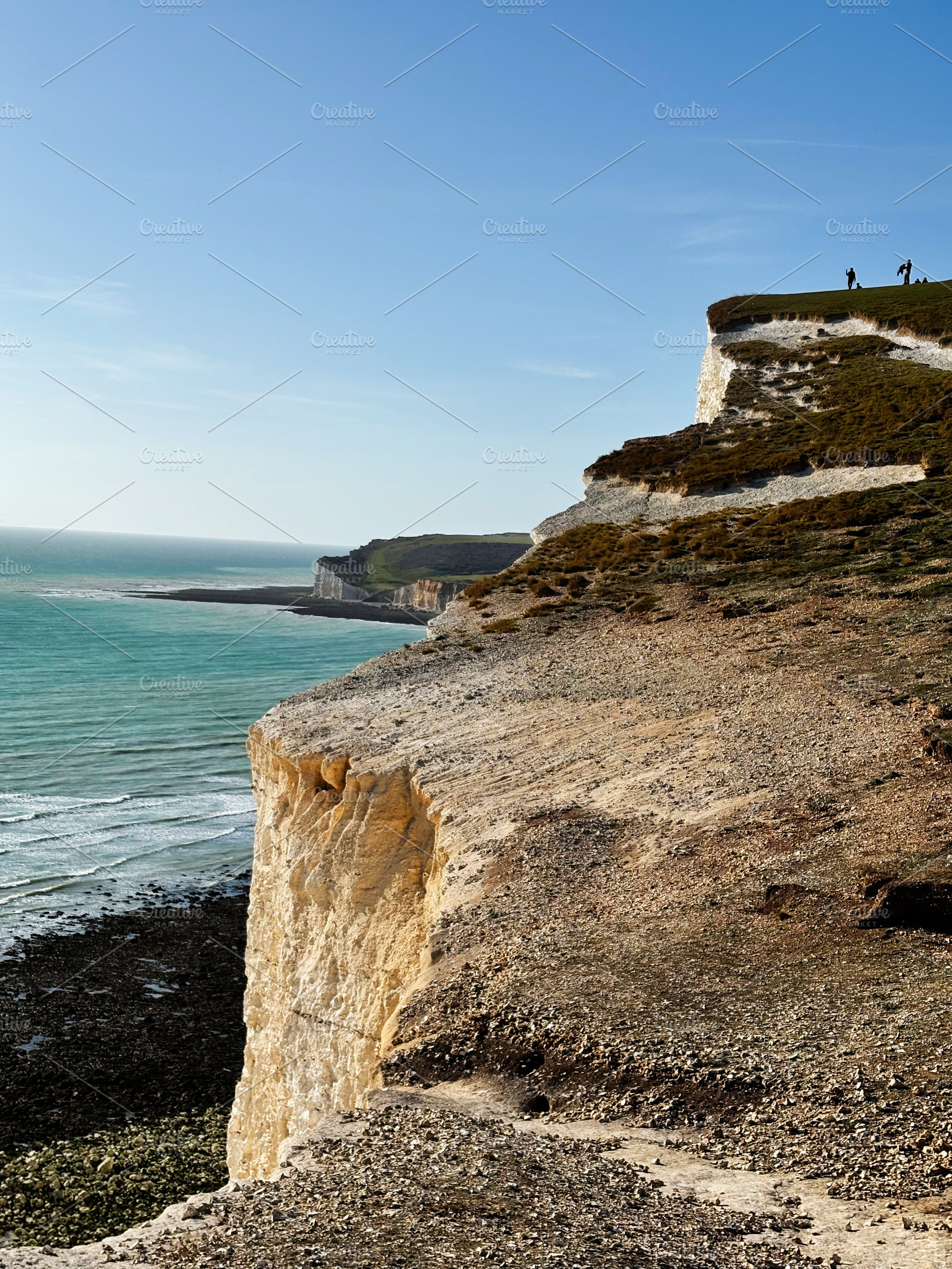 Cliffs at Seven Sisters in East Sussex offer dramatic sea views and coastal tra, a Nature Photo by AS photostudio