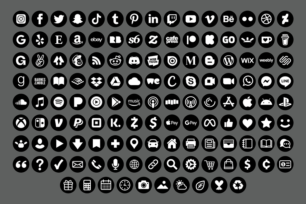 Black Circle Social Media Icons Set, an Icon by Running With Foxes