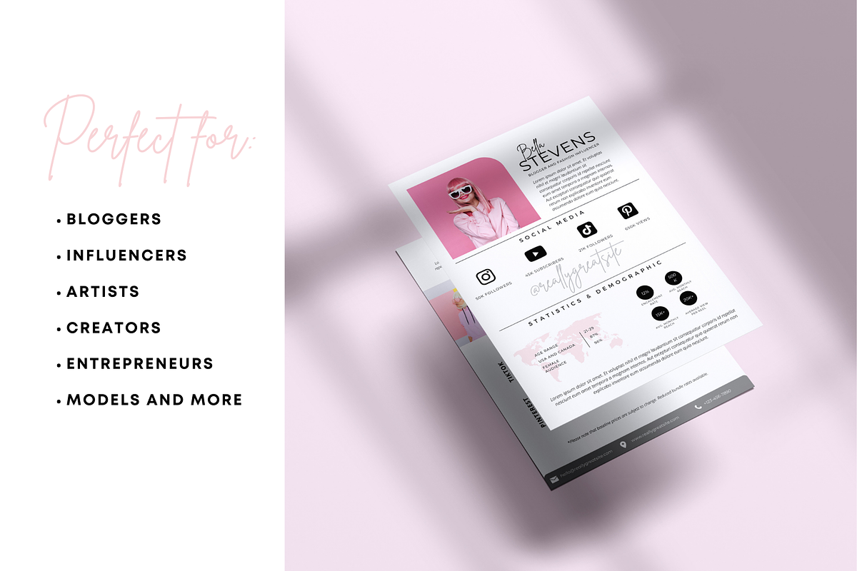 2 Page Modern Media Kit Template, a Presentation Template by CoCreatorDesigns (Photo 6 of 7)