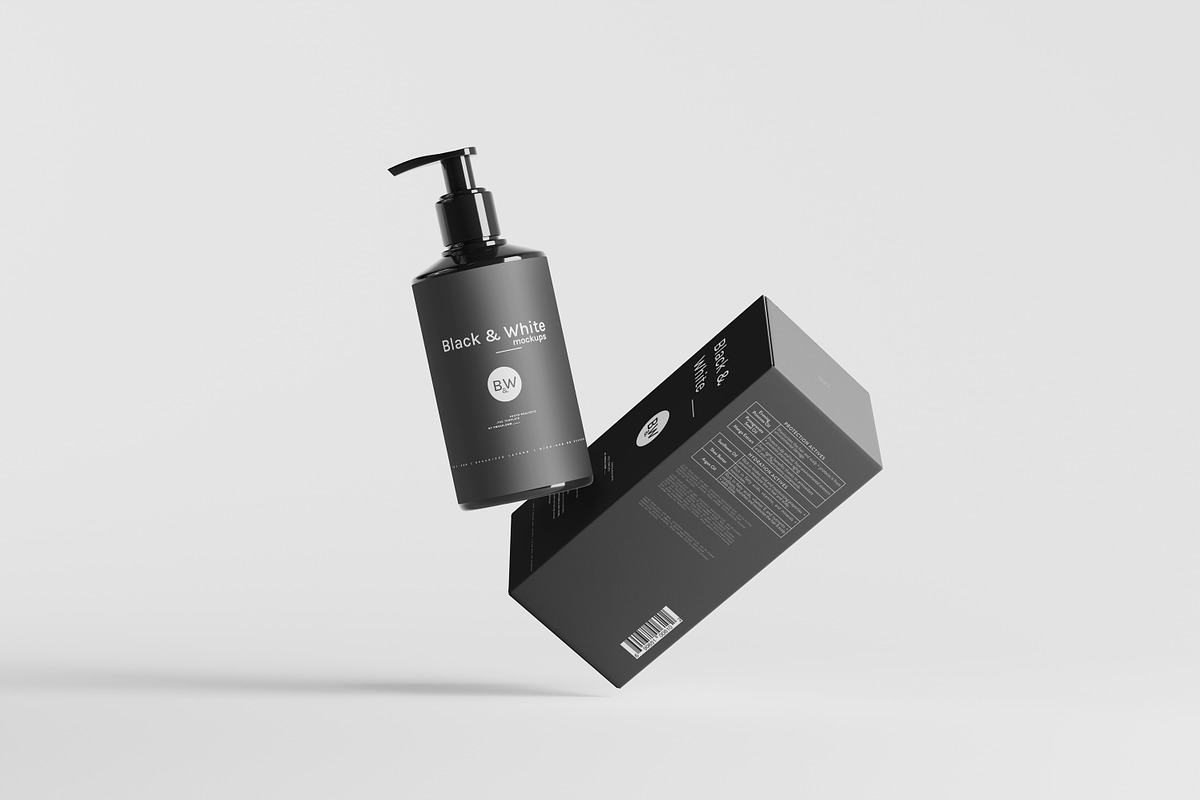 Black & White Mockups - Pump Bottles, a Packaging Mockup by pmvch (Photo 126 of 160)