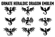 Ornate Heraldic Dragon Emblem, an Illustration by Creativeshirt (Thumbnail 1 of 9)