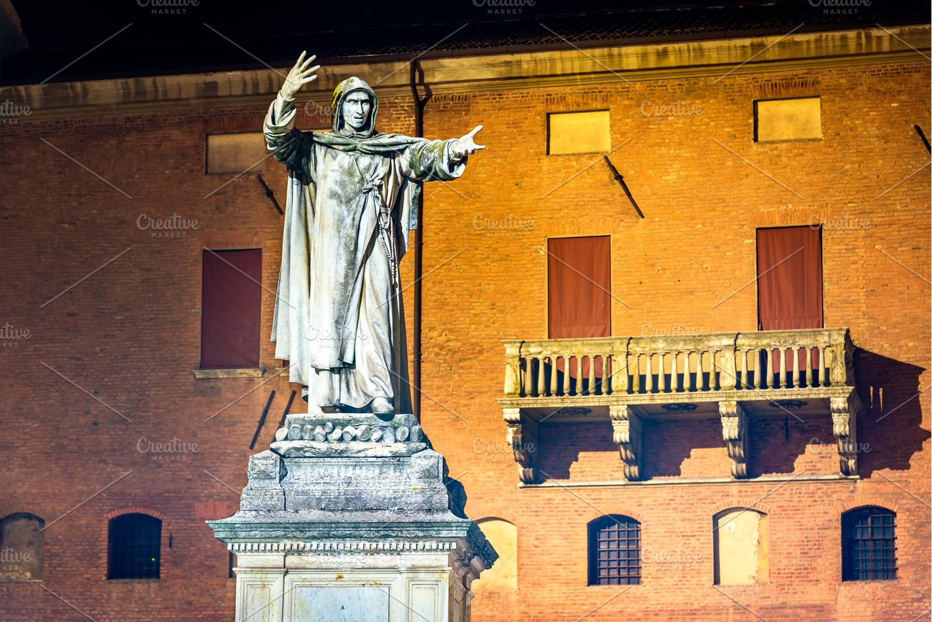 Monument to Girolamo Savonarola in Ferrara - Italy, an Architecture Photo by Leonid Andronov