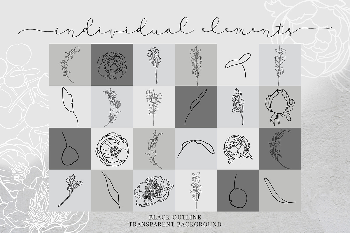 Floral line art in black, Peony, an Illustration by Personal Epiphany (Photo 2 of 5)