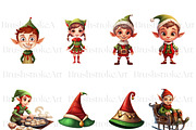 Cute Elf Clipart, Christmas Elf PNG, a Sport Illustration by BrushstrokeArtGB (Thumbnail 4 of 9)