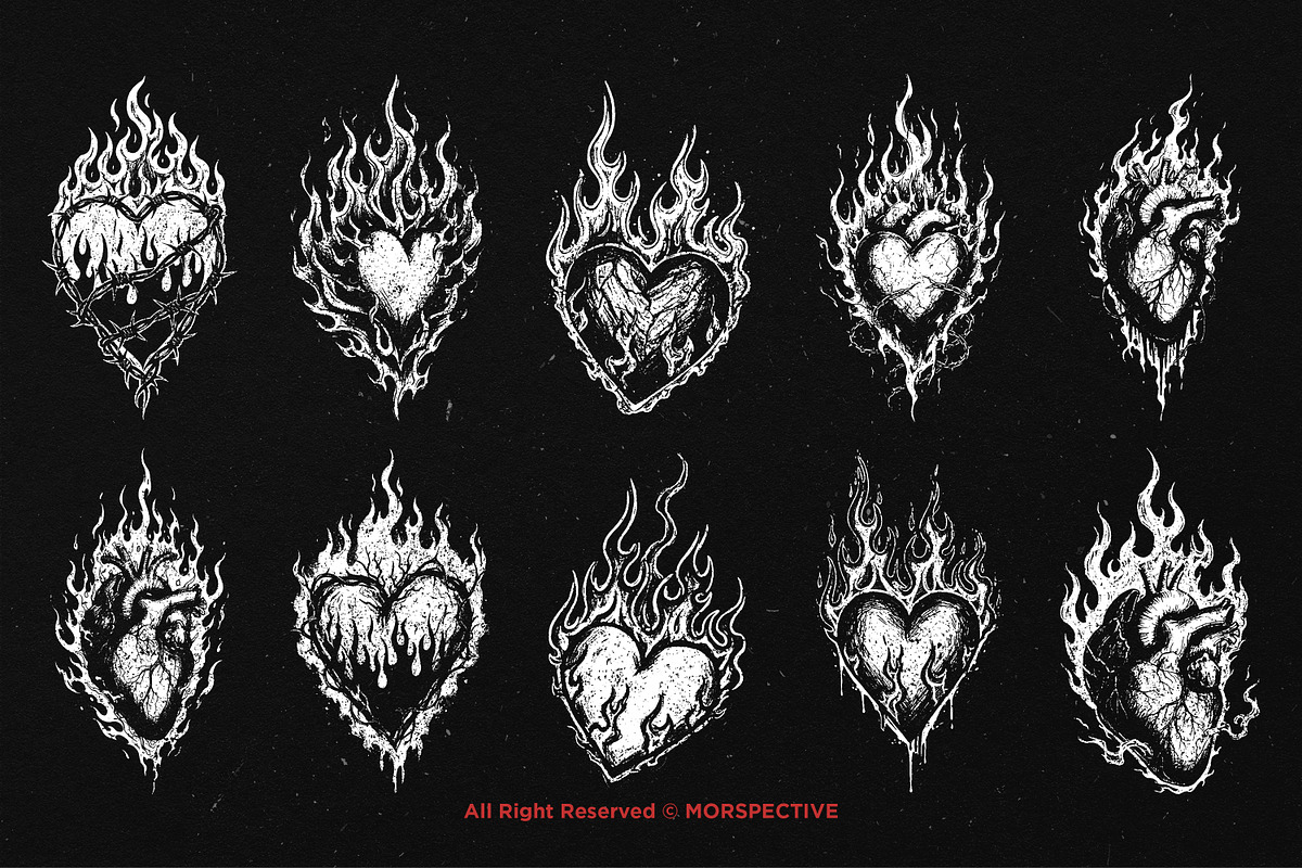 10 Bundle Dark Art Heart Burn Fire, an Illustration by Morspective (Photo 6 of 7)