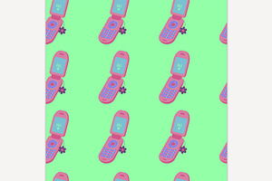 Y2K Seamless Pattern With Phone