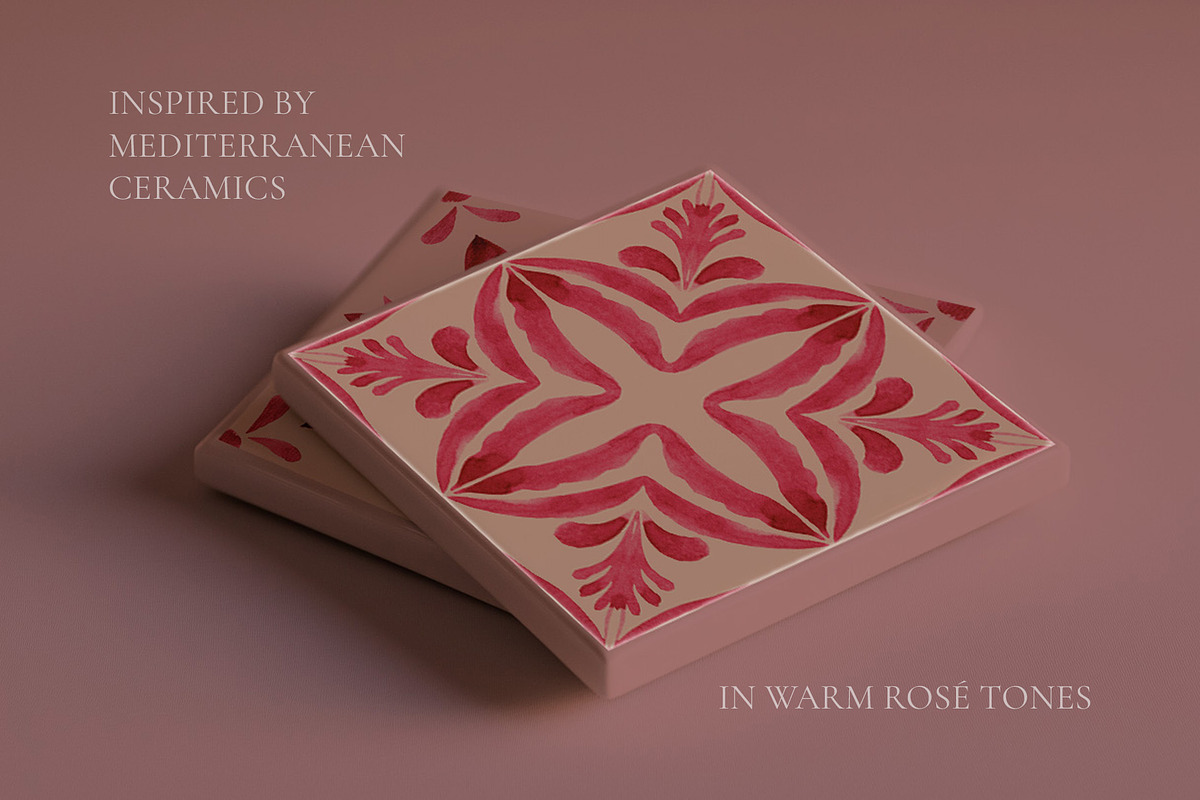 Rose Tiles Watercolor Collection, a Decorative Illustration by Liliia Polos Illustration (Photo 2 of 8)