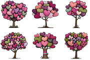 Whimsical Valentines Day Heart Tree, an Illustration by CraftArtStudio (Thumbnail 5 of 6)