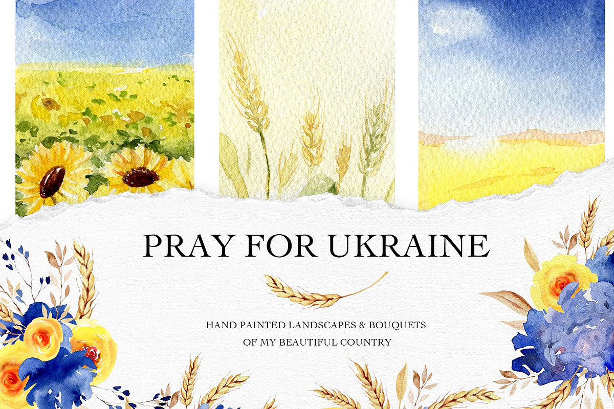 PRAY FOR UKRAINE. Landscape clipart, an Illustration by anastasiia.art (Photo 1 of 5)
