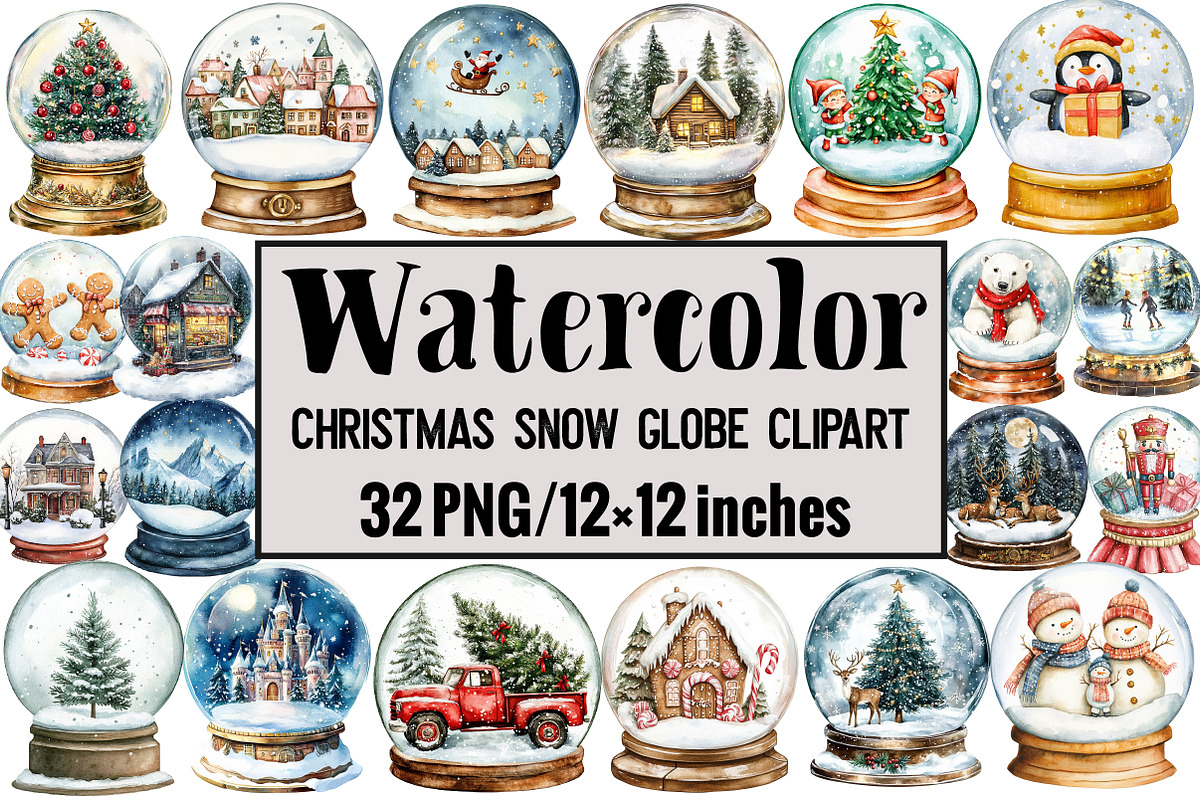 Christmas Snow Globe Clipart, an Illustration by Design Market (Photo 1 of 3)