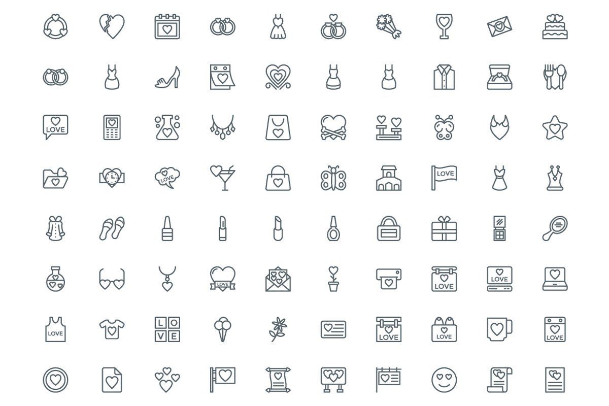 450 Love and Wedding Line Icons, an Outline Icon by Vectors Market (Photo 5 of 6)