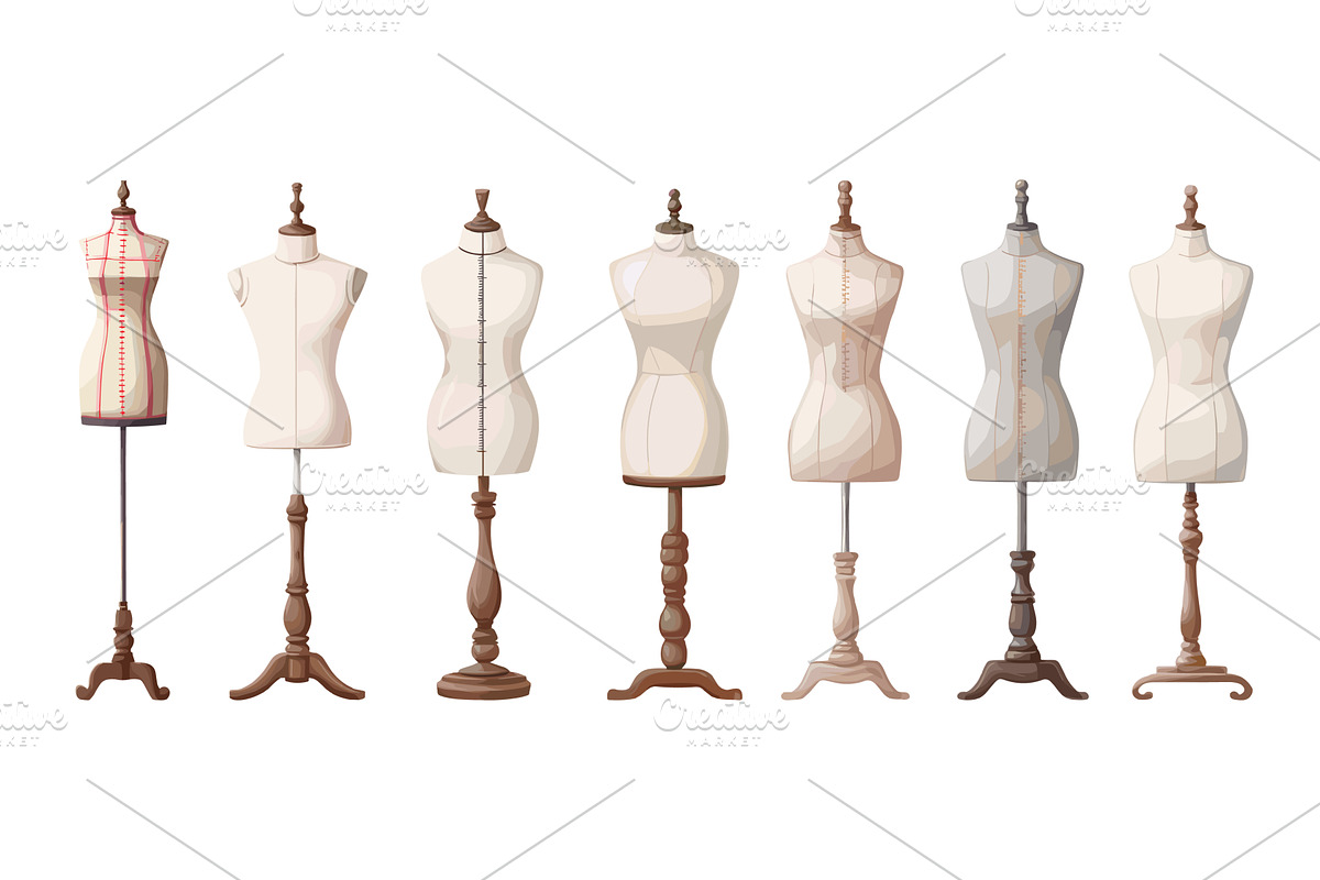 Mannequins cartoon set. Tailor, an Object Illustration by Valerie Bodnar
