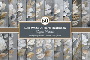 Luxe White Oil Floral Illustration, a Decorative Illustration by Housui Patterns
