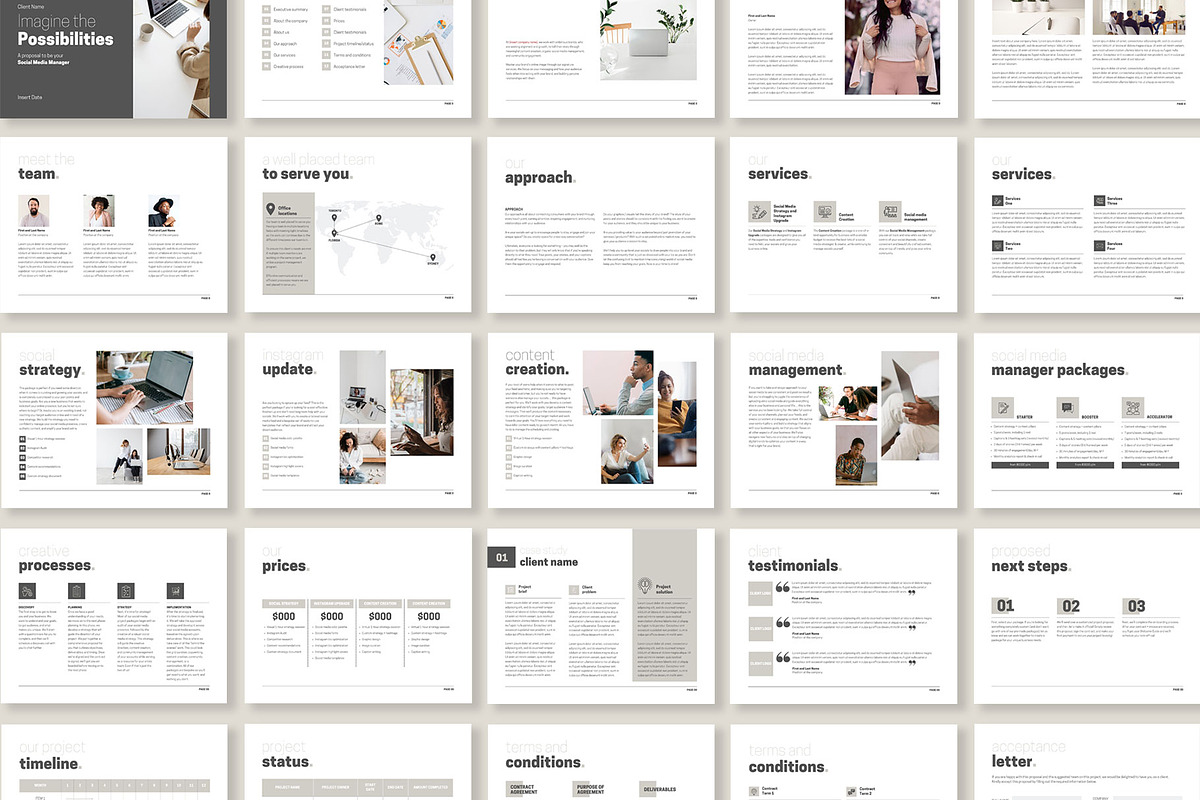 Beige Social Media Proposal Template, a Presentation Template by InkBlue Templates (Photo 4 of 7)