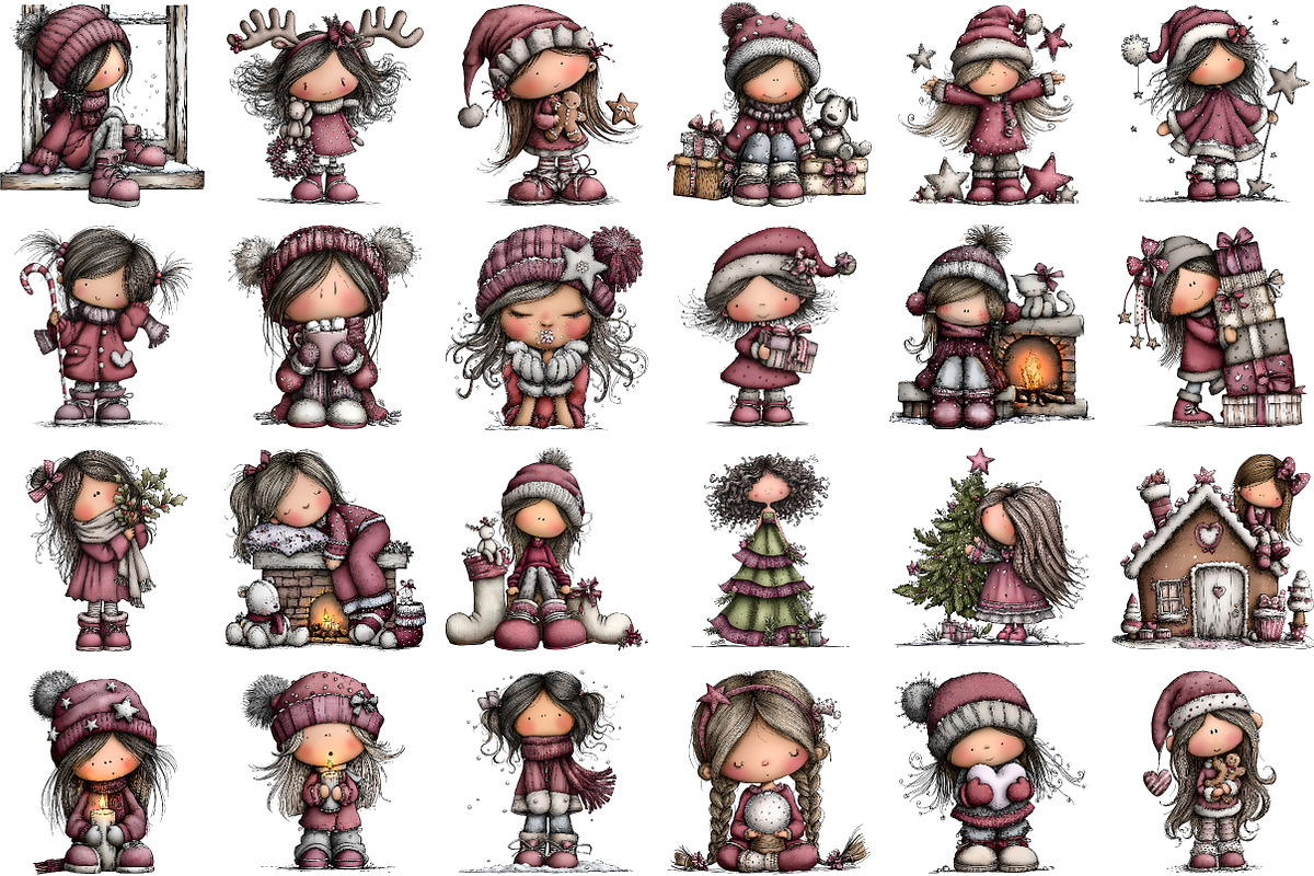 Whimsical Christmas Girl Clipart, an Illustration by Sublimation Artist (Photo 2 of 6)
