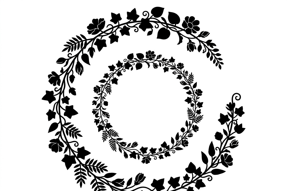 50 Elegant Floral Leaf Spiral Frame, a Decorative Illustration by Amazin_art (Photo 9 of 41)