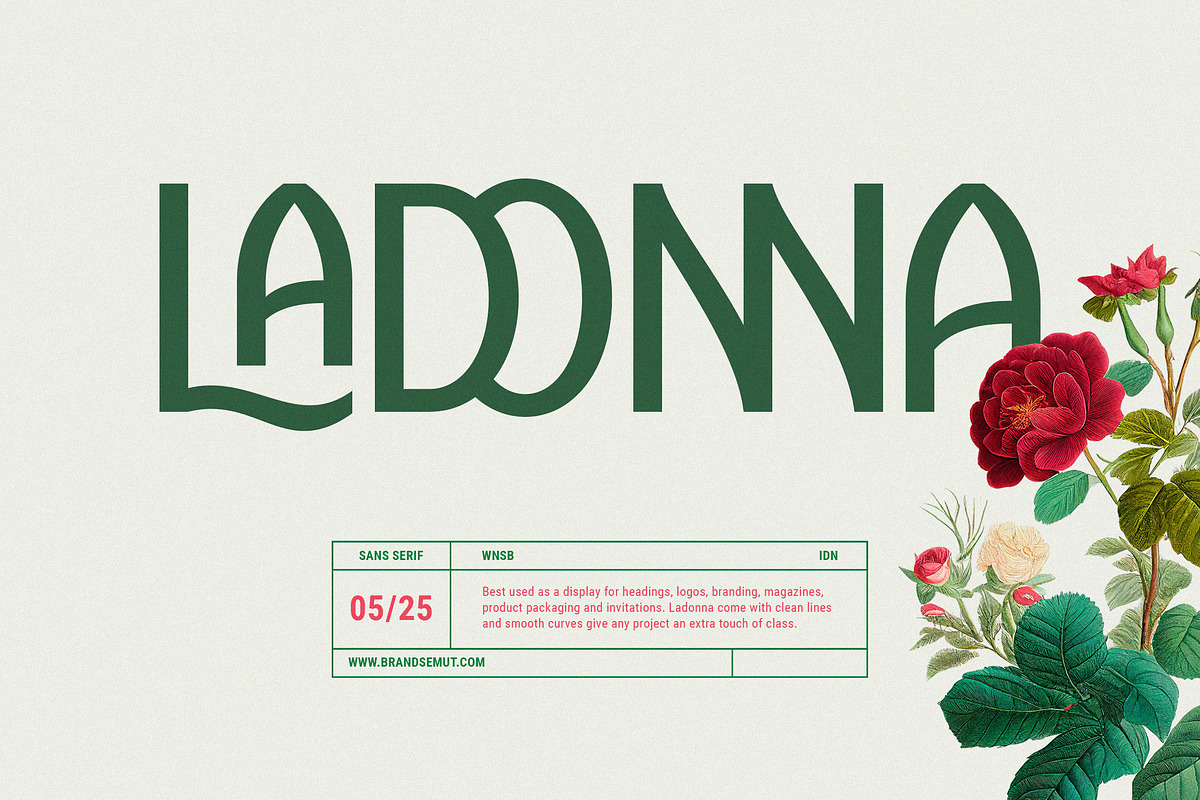 Ladonna – Display Sans Serif, a Sans Serif Font by BrandSemut (Photo 1 of 8)