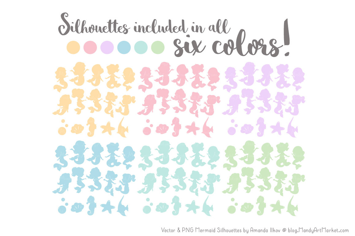 Mermaid Silhouettes in Pastel, an Illustration by Amanda Ilkov (Photo 3 of 3)