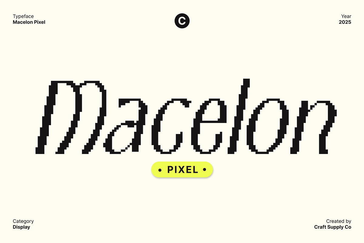 Macelon Pixel, a Sans Serif Font by Craft Supply Co. (Photo 1 of 8)